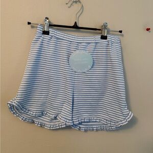 Little English Blue and White Striped Ruffle Shorts